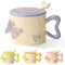 Tasse à café en céramique bleue avec couvercle et cuillère 350 ml Motif papillons 3D Tasse pour lait, café, jus de fruits - Cadeau mignon pour fille, maman, petite amie