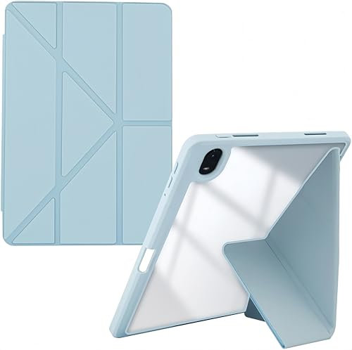 Hülle für iPad mini (A17 Pro, 2024 Modell, 7. Generation) / mini 6 (2021 Modell, 6. Generation), Origami Design mit 5 Einstellmöglichkeiten, klarer transparenter Rücken Acrylhülle