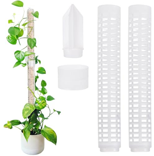 Palo di Muschio, 4 Pezzi Sostegno Piante Rampicanti, Aste di Muschio, Moss Pole Muschio, Bastoncini per Piante impilabili in plastica