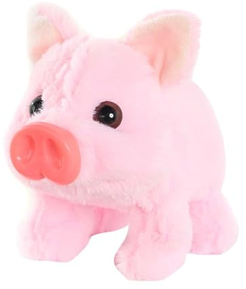 Sharplace Elektrisches Plüschschweinchen-Spielzeug, interaktives Ferkel-Haustier, weich, realistisch, laufendes Schweinchen-Spielzeug, Stofftier für Mädchen, Rosa