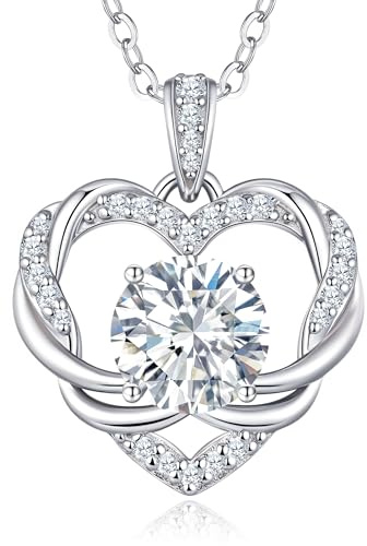 LOUISA SECRET Frauen Halskette Infinity Herz Mini Twisted Heart Mossanite | 925 Sterling Silber Kette Damen Brithday Schmuck Geschenk Valentinstag Weihnachtstag Geschenk für Sie Frauen Freundin mama