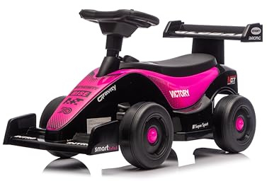 NINODOVAE Rutschauto für Kinder, mit Hupe/Musik, Stauraum, Lauflernwagen-Rennwagen-Design für Kinder von 12-36 Monaten (Rosa)