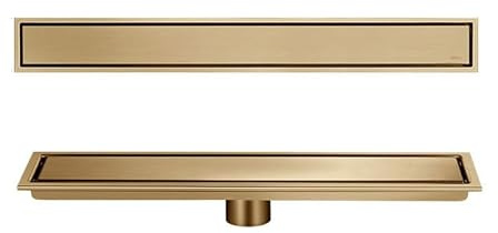 GQQG Desagüe de Ducha Lineal Canaleta de Acero Inoxidable, Drenaje Rectangular con Cubierta Extraíble y Canal Lineal de Drenaje Rápido para Cocina,Baño,Ducha,Garaje y Sótano(Size:10x50cm,Color:Oro)