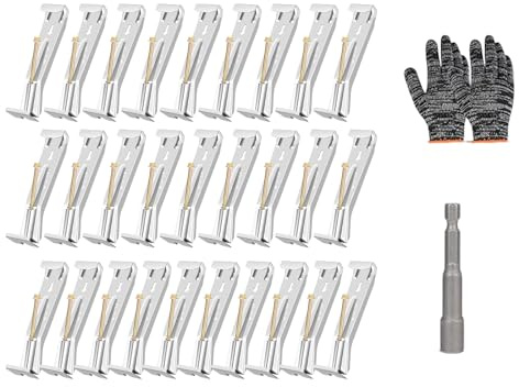 Lot de 28 supports de gouttière en aluminium dissimulés pour réparer les gouttières affaissées avec vis et pinces