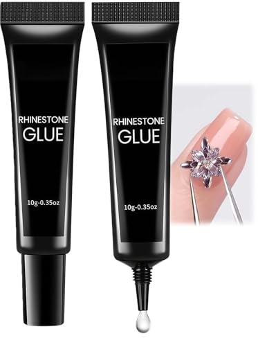 2PCS 3D Nail Gel Rhinestone Glue, Super Adhesive Nail Glue Gel for Gems Charms Crystals Jewels, Nails Lamp Required, Professional & Beginner-Friendly Nails Rhinestone Glues
