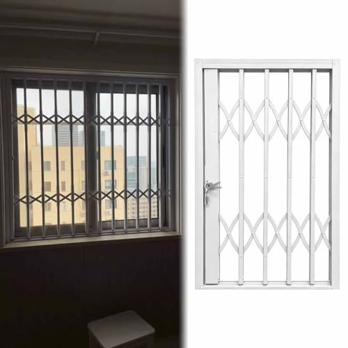 Inferriate per Finestre Grate di Sicurezza con Serratura per Finestre | Griglie di Protezione Bianche per Finestre, Barriere Anticaduta per Finestre per Gatti Cani Bambini(65x65cm/26x26in)