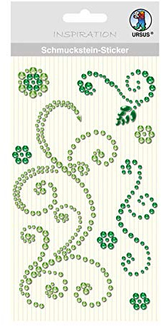 Ursus 75060007 - Schmuckstein Sticker Ornamente, grün, 8 Stück, selbstklebend, einfach von der Fole abzuziehen, ideal geeignet für Scrapbooking, Kartengestaltung und zur Dekoration