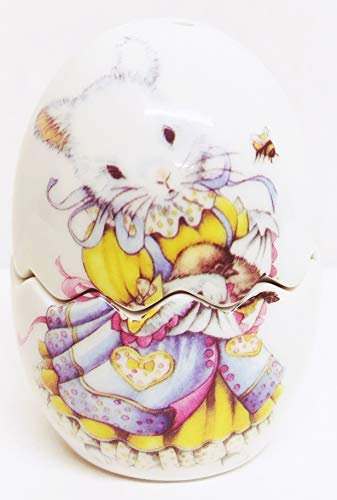 Bunny & Bee Salt and Pepper Egg Fine Bone China Rabbit Split Egg Salt Pepper Shaker Hand Decorated in UK