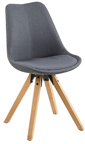 AC Design Furniture Nadia Esszimmerstühle 2er Set, Graue Küchenstühle, Polstersitz in Flachgewebe und Holzbeine, Dunkelgrau/Natur, Esszimmermöbel im Skandinavischen Stil, B: 48,5 x H: 85 x T: 55 cm