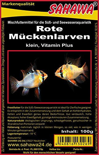 SAHAWA®15x 100g Blister Rote Mückenlarven Frostfutter, Fischfutter Aquarium