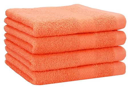 Betz 4 Stück Handtücher Premium 100% Baumwolle 4 Handtücher Farbe orange
