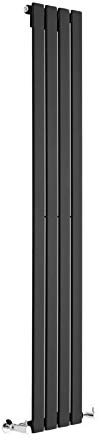 Milano Alpha Black Vertical Single Flat Panel Radiator - 1600mm x 280mm