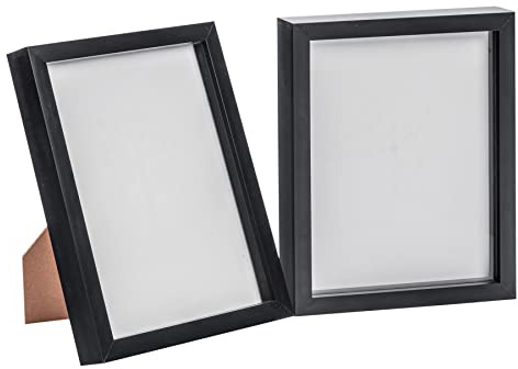 Nicola Spring 3D Shadow Box Photo Frames - 8x10 (20x25cm) - Pack of 2 - Black 3D Photo Frame Box Picture Frame Box Portrait Display Case for Crafts, Keepsakes, Wedding, Graduation