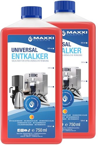 Maxxi Clean | 2x 750 ml Universal Entkalker Konzentrat für Kaffeemaschinen & Kaffeevollautomaten aller Typen | für 12 Entkalkungsvorgänge | universelle Gerätereinigung gegen Kalk und Verschmutzungen