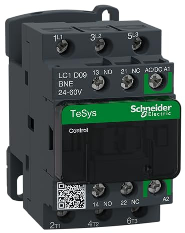 Schneider Electric, TeSys D contactor - 3P - <= 440 V - 9 A AC-3-24...60 V AC/DC coil, LC1D09BNE
