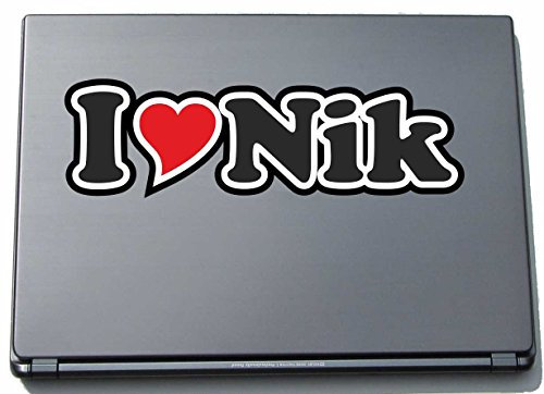 INDIGOS UG - Aufkleber - I Love Heart Decal Sticker Laptopskin 297 mm - Ich Liebe - I Love Nik - Laptop Netbook Computer - Sticker mit Namen vom Mann Frau Kind