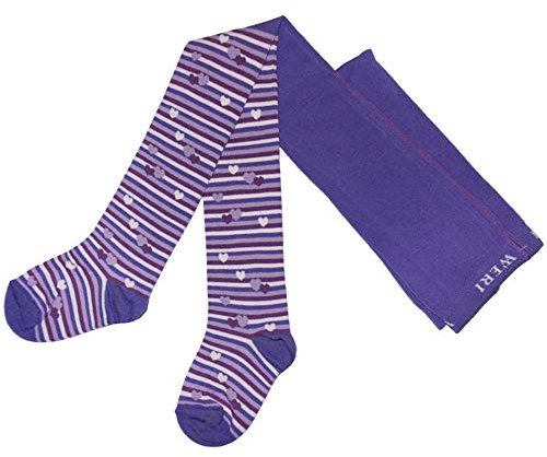 Weri Spezials - Collant per bambine con un cuore e un motivo a righe in colori alla moda. Lilla 3-4 anni