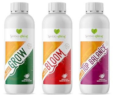 SYMBIOETHICAL - Kit Fertilizzante Indoor e Outdoor, Grow 550 gr, Bloom 550 gr, Top Balance 550 gr