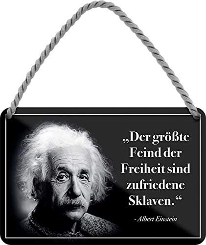 Albert Einstein - Feind der Freiheit... 18x12 cm Blechschild Hängeschild HS463