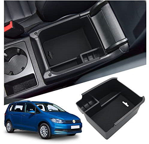 Ruiya Kompatibel mit VW Touran MK2 2016-2024 2025 Mittelkonsole Aufbewahrungsbox, VW Touran Armlehne Organizer Tray Mittelarmlehne Handschuhfach Mittelarmlehne Organizer VW Touran Zubehör