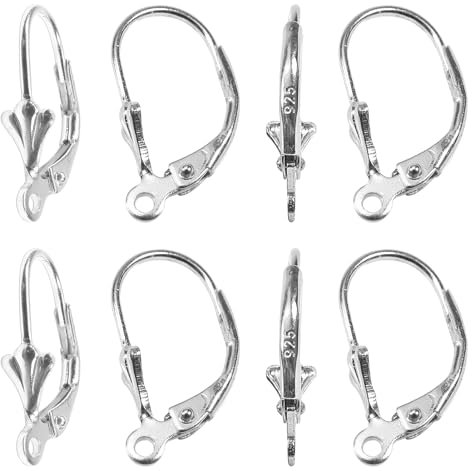 TOAOB 8pcs 925 Sterling Silver Earring Hooks Leverback French Ear Hook Ear Wire for DIY Jewelry Earring Making Supplies