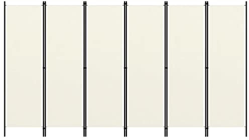 vidaXL Raumteiler Klappbar Freistehend Trennwand Paravent Umkleide Sichtschutz Spanische Wand Raumtrenner 6-TLG. Weiß 300x180cm Eisen Stoff