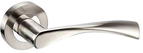 Jiyo.Outdoor Astrid Dual Finish Chrome Door Handles On Round Rose in Polished & Satin Chrome Finish