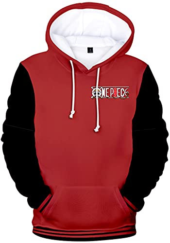 YIMIAO Femmes Hommes 3D One Piece Japonais Anime Sweats à Capuche Unisex Pullover Ace Luffy Sweatshirt Hoodie(L)