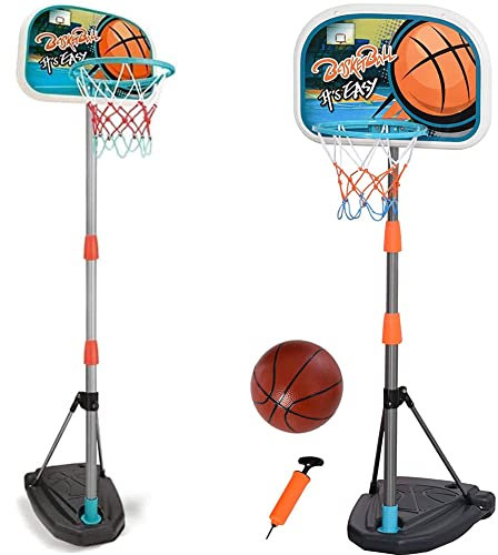 Bakaji Canestro Basket a Piantana Giocattolo per Bambini con Altezza Regolabile fino a 158 cm e Base Riempibile Playset Sport da esterno Giardino e Interno Pallone e Gonfiatore Incluso
