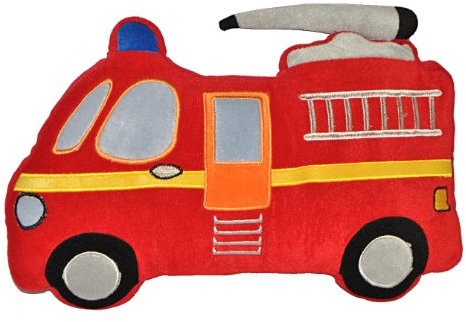 alles-meine.de GmbH Kissen 41 cm * 28 cm Kuschelkissen Feuerwehr rot bunt Auto groß sehr weich Jungen Jungs Schmusekissen