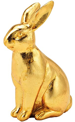 matches21 Osterhase Hase Ostern Hasenfigur Dekofigur Osterdeko Frühlingsdeko Polyresin Gold - 1 STK - 10x16x6 cm