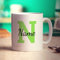 Personalised Mug With Initial & Name - 11oz Cup - Customised Printed Gift for Him, Her, Anniversary, Wedding, Birthday - Green