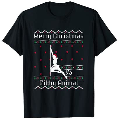 Merry Christmas Pole Dancer Ugly Christmas Sweater T-Shirt