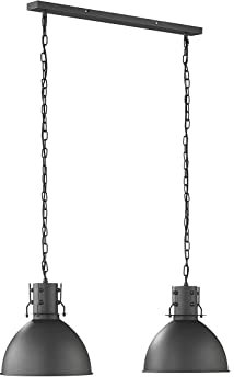 meineWunschleuchte Pendelleuchte Industrial Style 2 flammig in Schwarz mit LED dimmbar