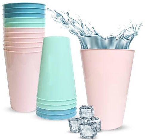 Mypicompany Lot de 8 gobelets en plastique dur, assiettes et verres pour anniversaire, vaisselle de camping passe au micro-ondes et au lave-vaisselle