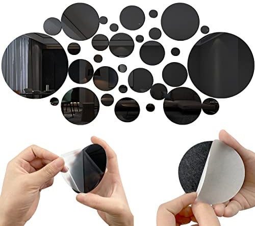 32 runde Spiegel-Wandaufkleber, 6 Größen, Acryl-Spiegel, abnehmbar, für Wohnzimmer, Schlafzimmer, Sofa, Hintergrundwand, Heimdekoration (2,2/2,5/3,5/5,5/8/15 cm)