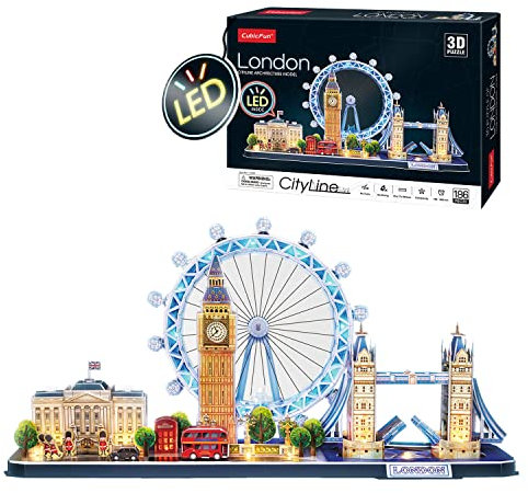 3D Puzzle - London Led: 3D Puzzle for Kids 8 Years Up, Adult Model Kits for Men, 3D Jigsaw Puzzles for Adults, 3-d Puzzles, 186 Pieces, 4 Monuments, 3D Puzzles for Adults