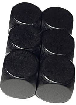 Spieltz 6 Schwarze Blanko Würfel XL aus Holz für Brettspiele, extra groß (20 mm). Für Senioren, kleine Kinder und XL-Spiele (Schwarz, 6 Würfel)