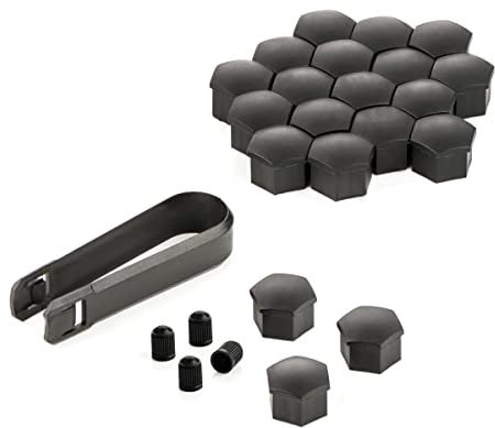 LST 20x Sechskant Felgen Rachraube Abdeckkappen Kappen Set 17 mm schwarz Matt