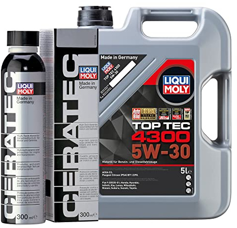 LIQUI MOLY Top Tec 4300 5W-30 5 Liter & Cera Tec Keramik Verschleißschutz 300ml I Weniger Kraftstoffverbrauch bei Benzin & Diesel I Erhöhte Laufruhe, Druckbeständigkeit & Motorsauberkeit