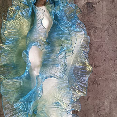 Organza-Rüschenstoff Chiffon-Tüll 13cm Breit Tüll-Stoff-Applikation plissiert Rüsche Hochzeitskleid Zubehör Stoff Geraffte Spitzenborte gerüschter plissierter Spitzenstoffbesatz 2 Yards