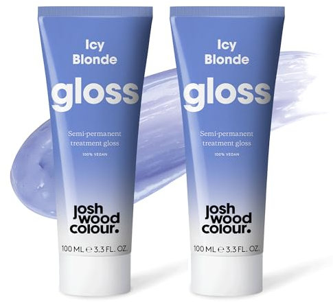 Josh Wood Hair Gloss (Icy Blonde) – semi-permanenter Glanz erfrischt und pflegt die Haarfarbe, entfernt Messingtöne, hält bis zu 6 Wäschen – 100 % vegan – Creme (2 x 100 ml)