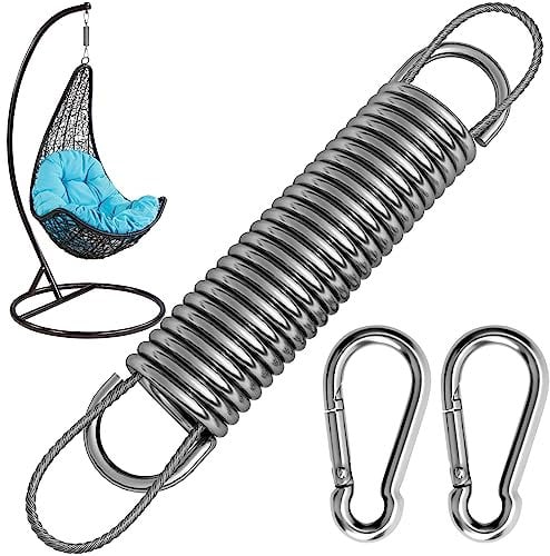 Morzejar Hängesessel Feder Swing Spring mit 300 kg Tragkraft - 2 M10 Karabiner, 1 drehbarer Ring & 1 Feder - Edelstahl 304 Aufhängung für Hängesessel, Boxsack & Yoga