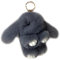 Xsclpomddy Hasen-Schlüsselanhänger, niedlicher Rex-Kaninchen-Kunstfell-Pompon, Schlüsselanhänger, Auto-Handtasche, schöner Schlüsselanhänger, Charm-Ring, dunkelgrau, 5.5in