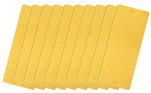 QUARKZMAN 10 Stück Leere Metall Karten 50x22x0.25mm, Gold Metallkarte Aluminium Platte mit 2 Loch 3mm Durchmesser für Klingelschild Visitenkarten Namensschilder Briefkasten Türschilder