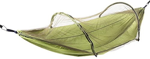 Hamac Amovible avec Filet Hamac à Ouverture Rapide Automatique Hamac d'arbre Extérieur Portatif pour Camping Sac à Dos de Survie (OD Vert)