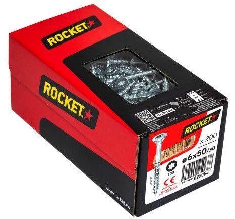 Tubconcept VYNEX Rocket Senkkopfschraube Stern Stahl verzinkt 6 x 50/30 – 200 – 351400025068