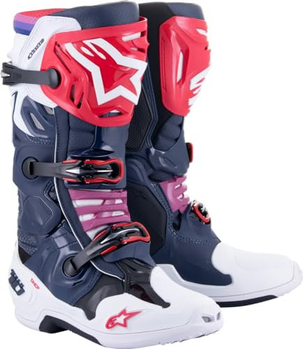 Alpinestars Stivali uomo Tech 10 Supervented, Blu navy/Bianco/Arcobaleno, 43 EU
