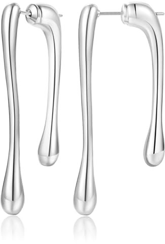 Senteria Dupes Ohrringe Lange Tropfen Ohrringe Creolen Hypoallergene Ohrringe Silber 925 Hängend Waterdrop Chunky Hoop Earrings Dupes für Damen Mädchen