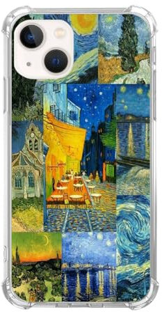 Van Gogh Art Collage Handyhülle kompatibel mit iPhone 15, Van Gogh Classic Painting Collage Cool Teen Woman Girl Boy Case for iPhone 15, Shockproof TPU Bumper Protective Case